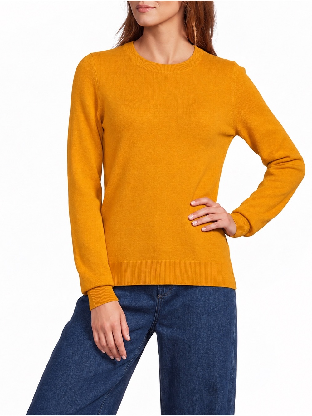 NWT Antonio Melani 100% Cashmere Mustard Yellow Crewneck Sweater Size S
